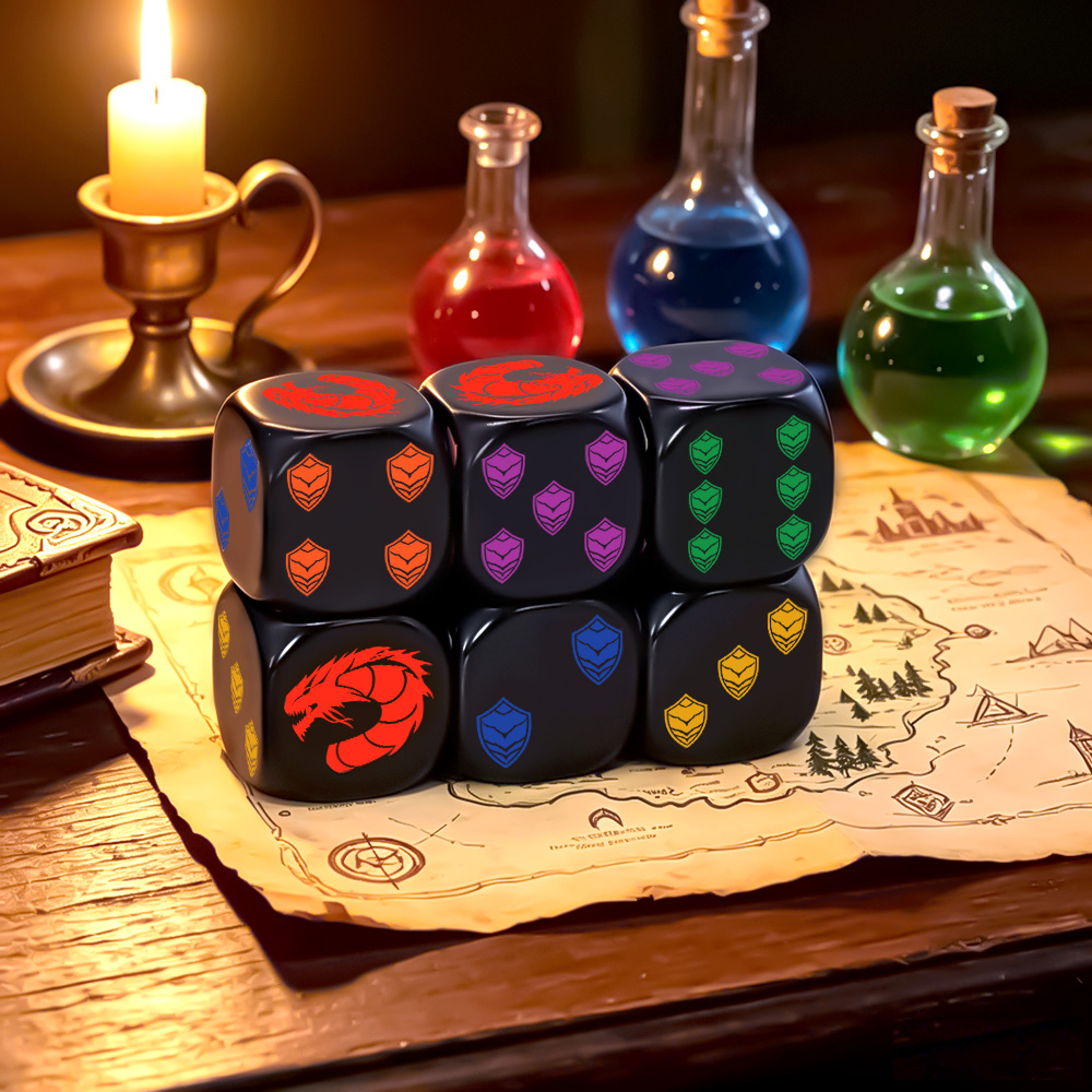 6Pcs Dragon Shield Crest Polyh - Board Game Night 评论和价格